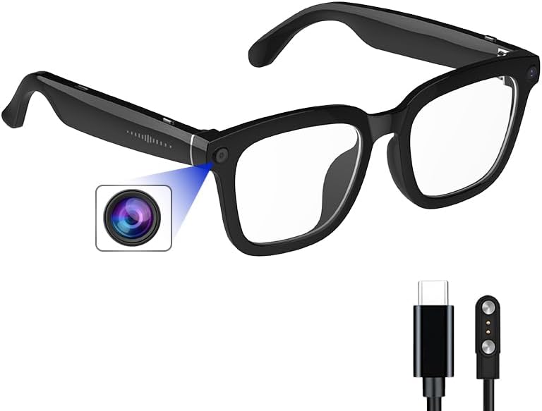 KOIPSSE AI Smart Camera Glasses: HD 1080P Video Recording and Photo Taking, Translation, Assistant Conversation, Suitable for Outdoor and Indoor, Cycling, Hiking Travel (Transparent Anti-Blue Light) - Image 1